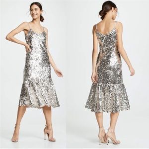 Veronica Beard Mykola Silver Sequin Midi Dress